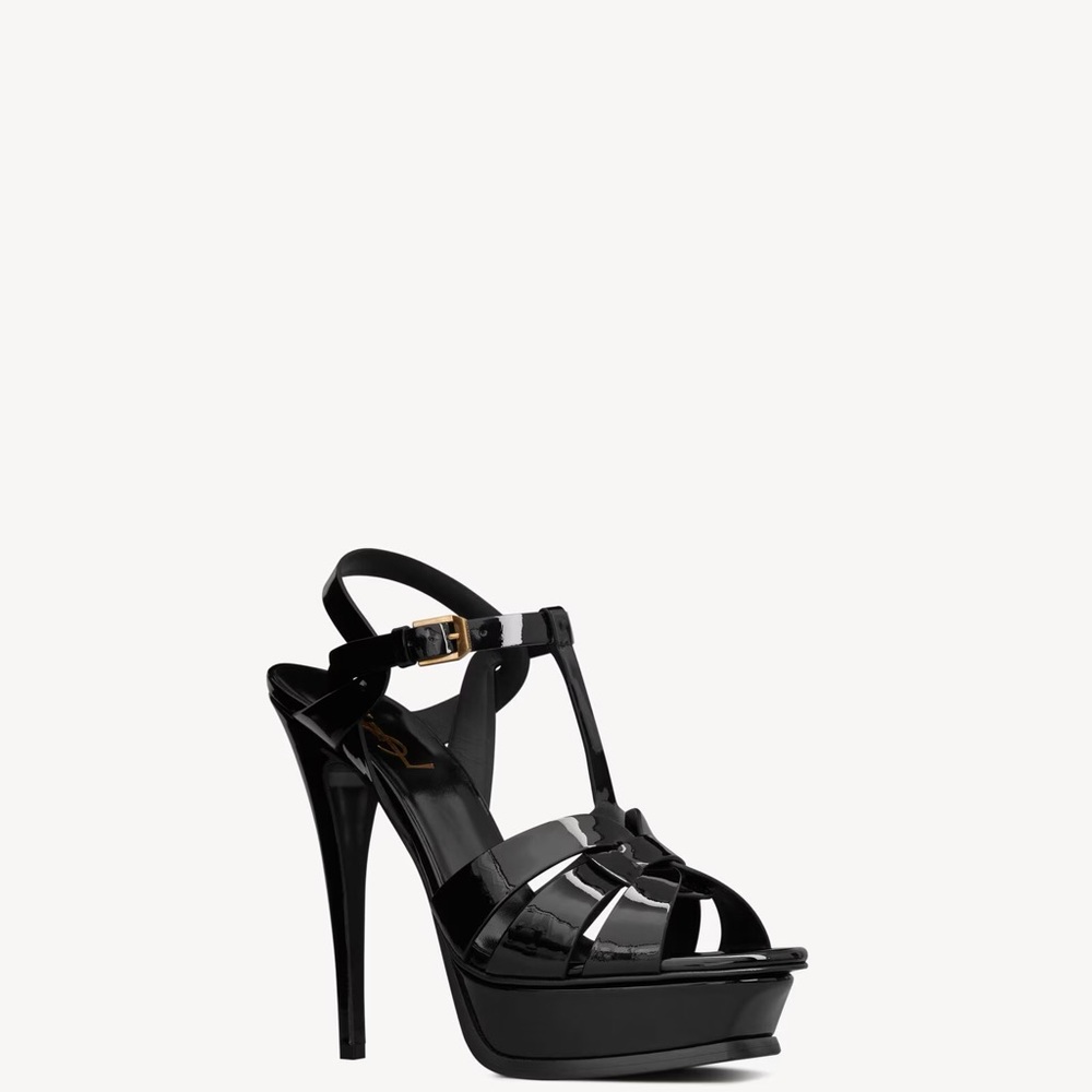 Yves Saint Laurent Black Strappy Platform Heels